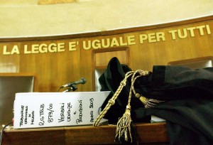 ** FILE ** A judge's robe lies in Milan's High Court in this undated file photo.  A national magistrates' strike is taking place Tuesday, May 25, 2004, to protest against the governments' reforms of the judicial order. (AP Photo/Giuseppe Aresu)
